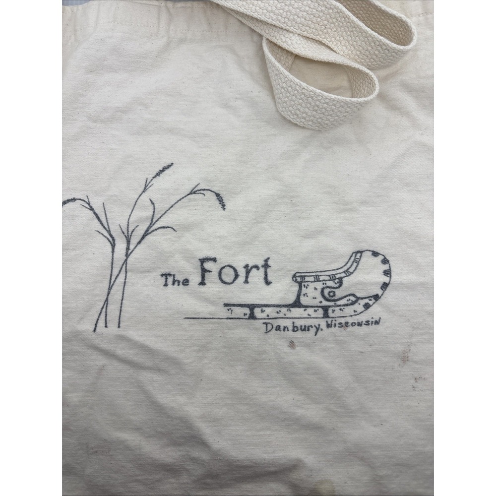 Cloth Bag Reusable‎ Souvenir The FORT Danbury Wisconsin Cream Color 2 Handles